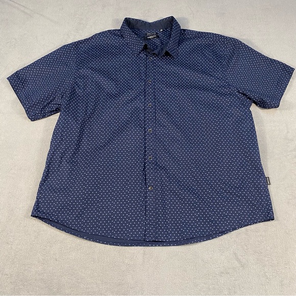 Kenneth Cole Men’s Navy Cotton Pattern Print Short Sleeves Button Up Shirt, 4X - Picture 1 of 8